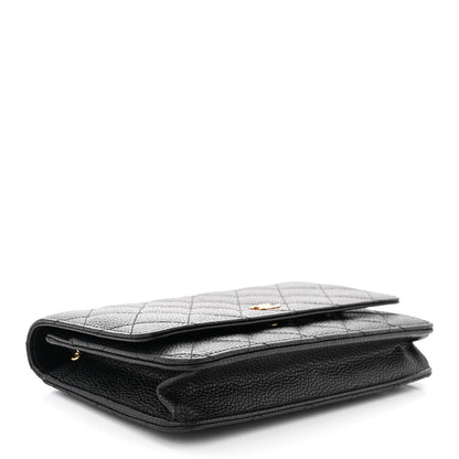Caviar Quilted Wallet on Chain WOC Black