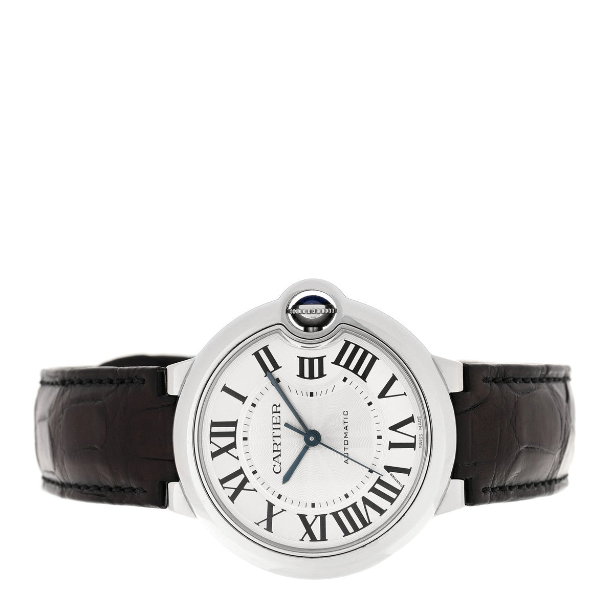 Stainless Steel Alligator 36mm Ballon Bleu De Cartier Automatic Watch Brown