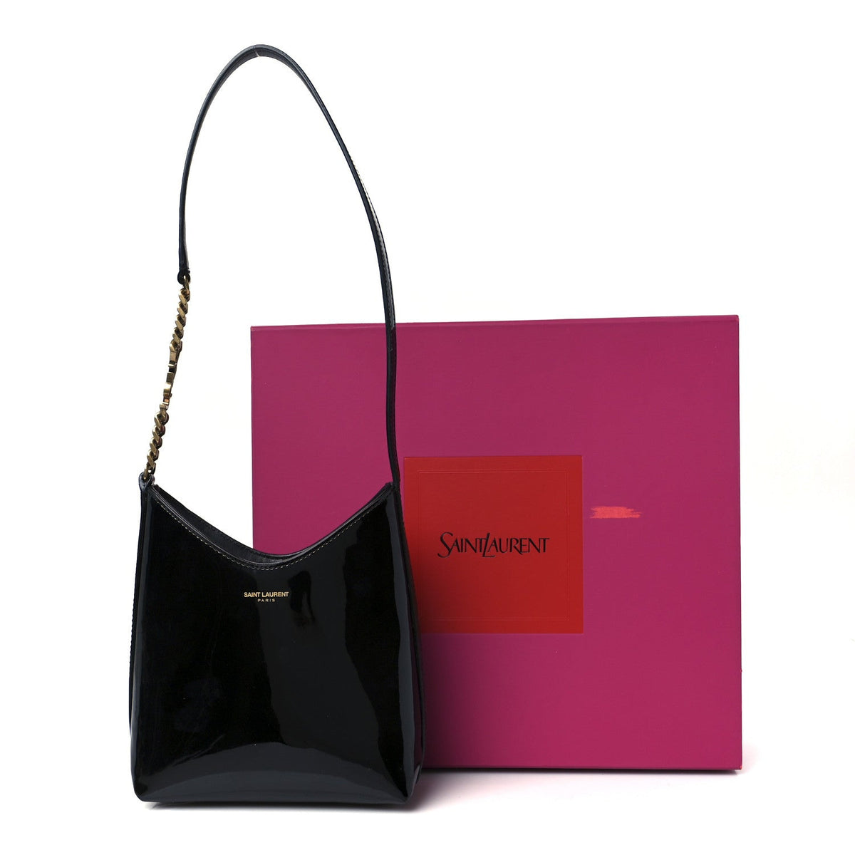 Patent Calfskin Mini Rendez-Vous Hobo Black