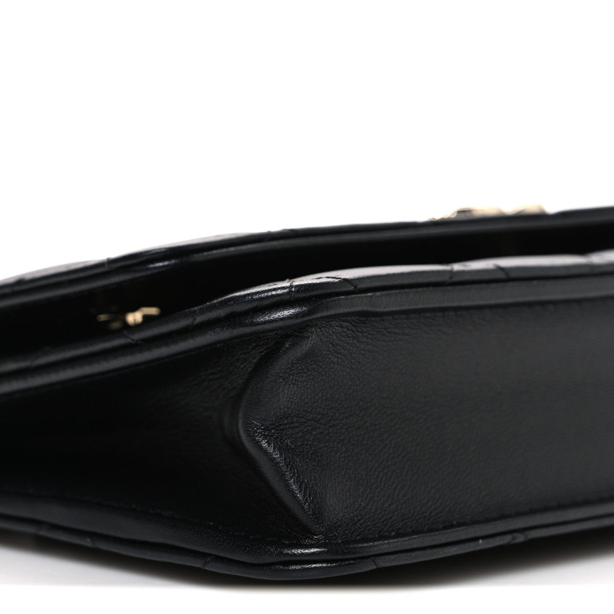 Lambskin Pearl Strass Quilted CC Wallet on Chain WOC Black
