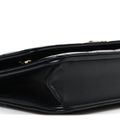 Lambskin Pearl Strass Quilted CC Wallet on Chain WOC Black