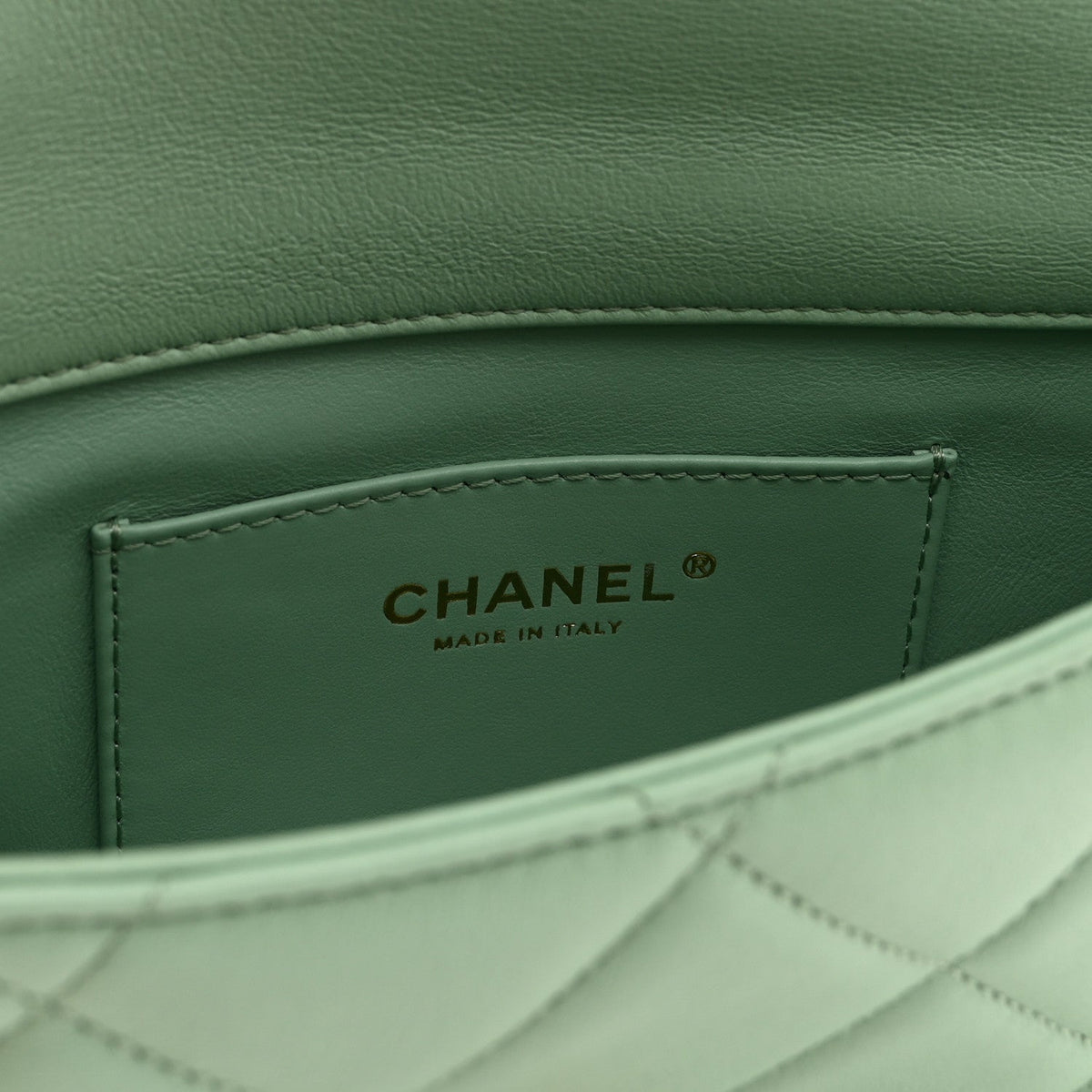 Lambskin Quilted Pearl Small Flap Light Green
