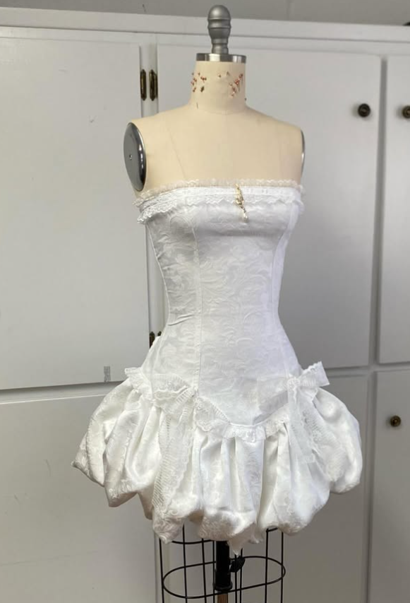 Vintage White Strapless A-line Lace Lace-up Short Party Dresses Homecoming Dress, D1325