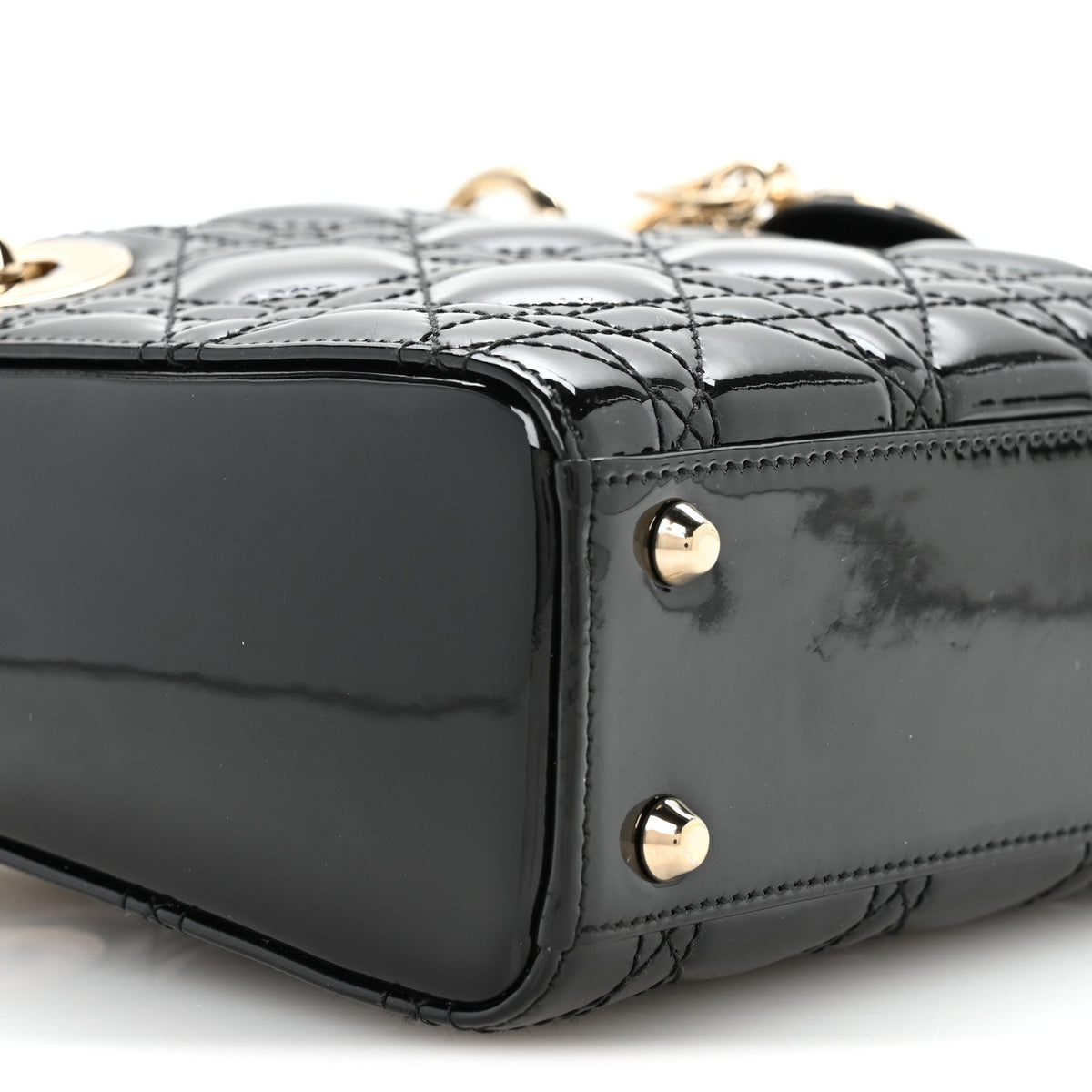 Patent Cannage Mini Lady Dior Black