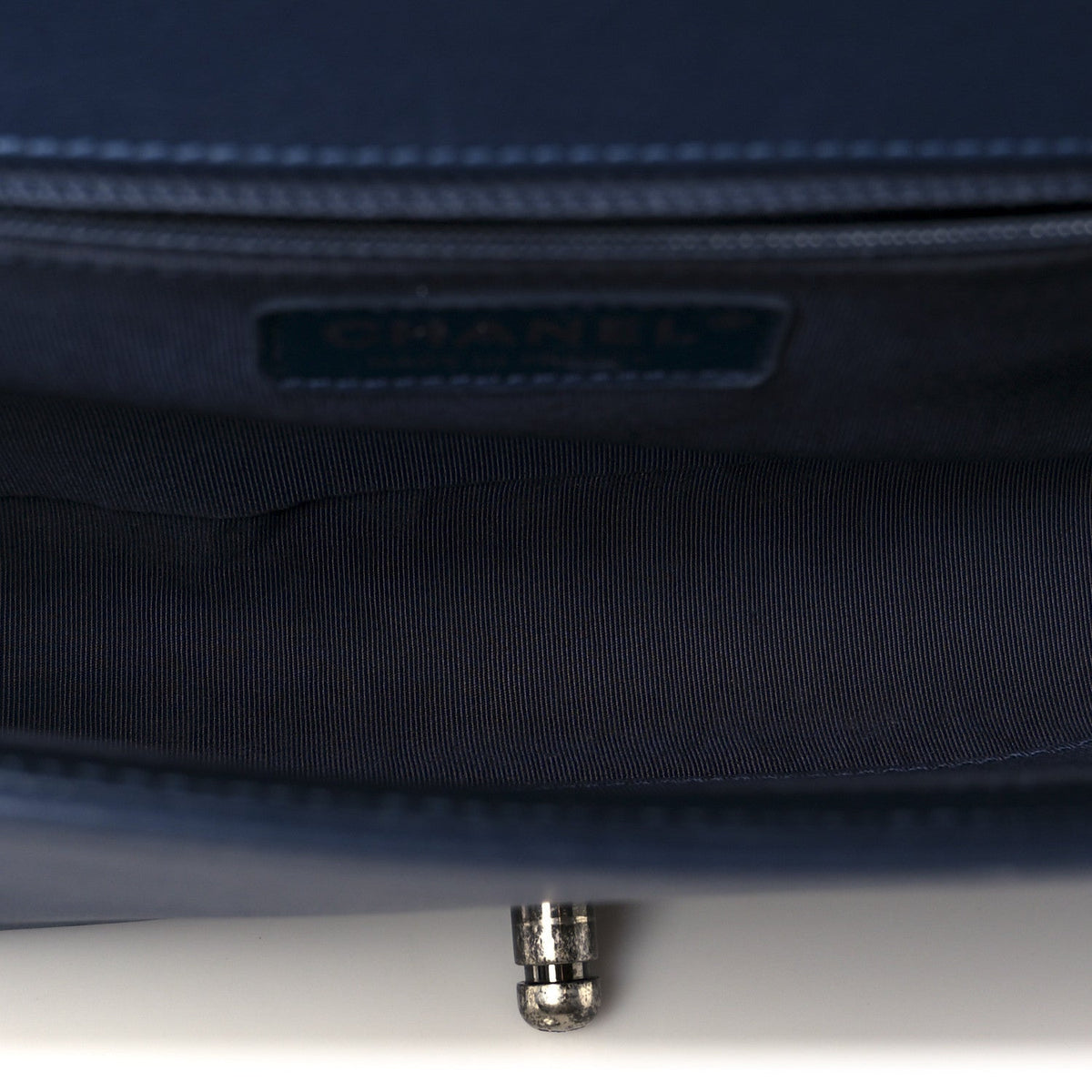 Calfskin Quilted New Medium Boy Flap Dark Blue