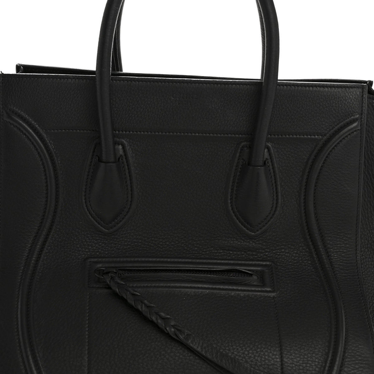 Grained Calfskin Medium Phantom Luggage Black