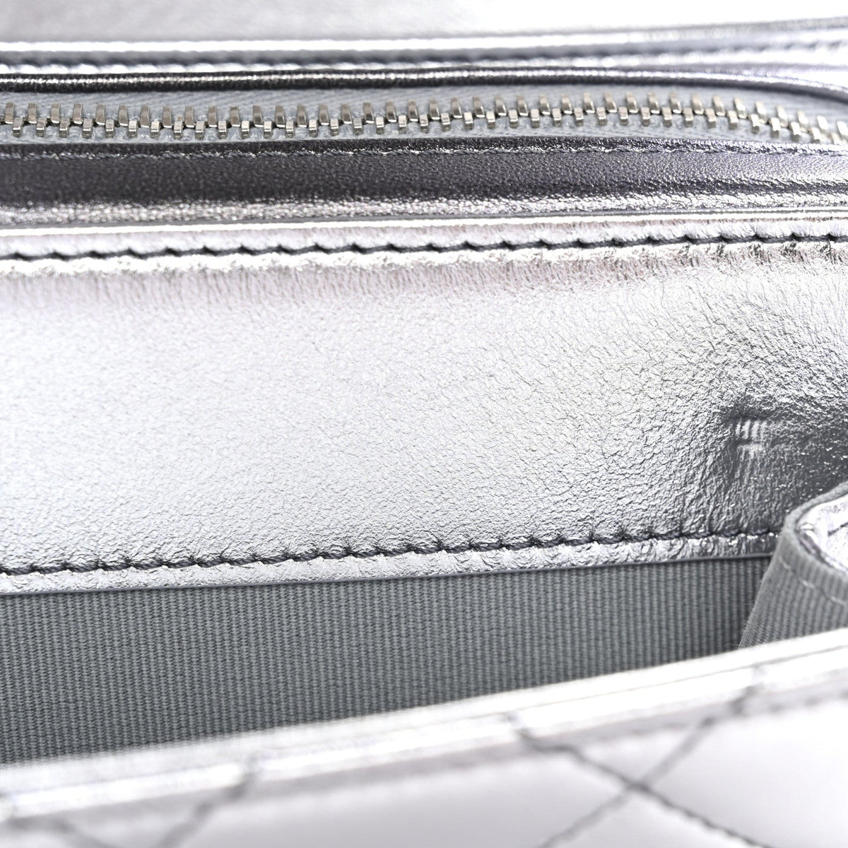 Metallic Lambskin Like A Wallet Flap Silvery Black