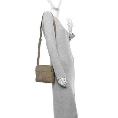 Lambskin Maxi Intrecciato Cassette Camera Bag Travertine
