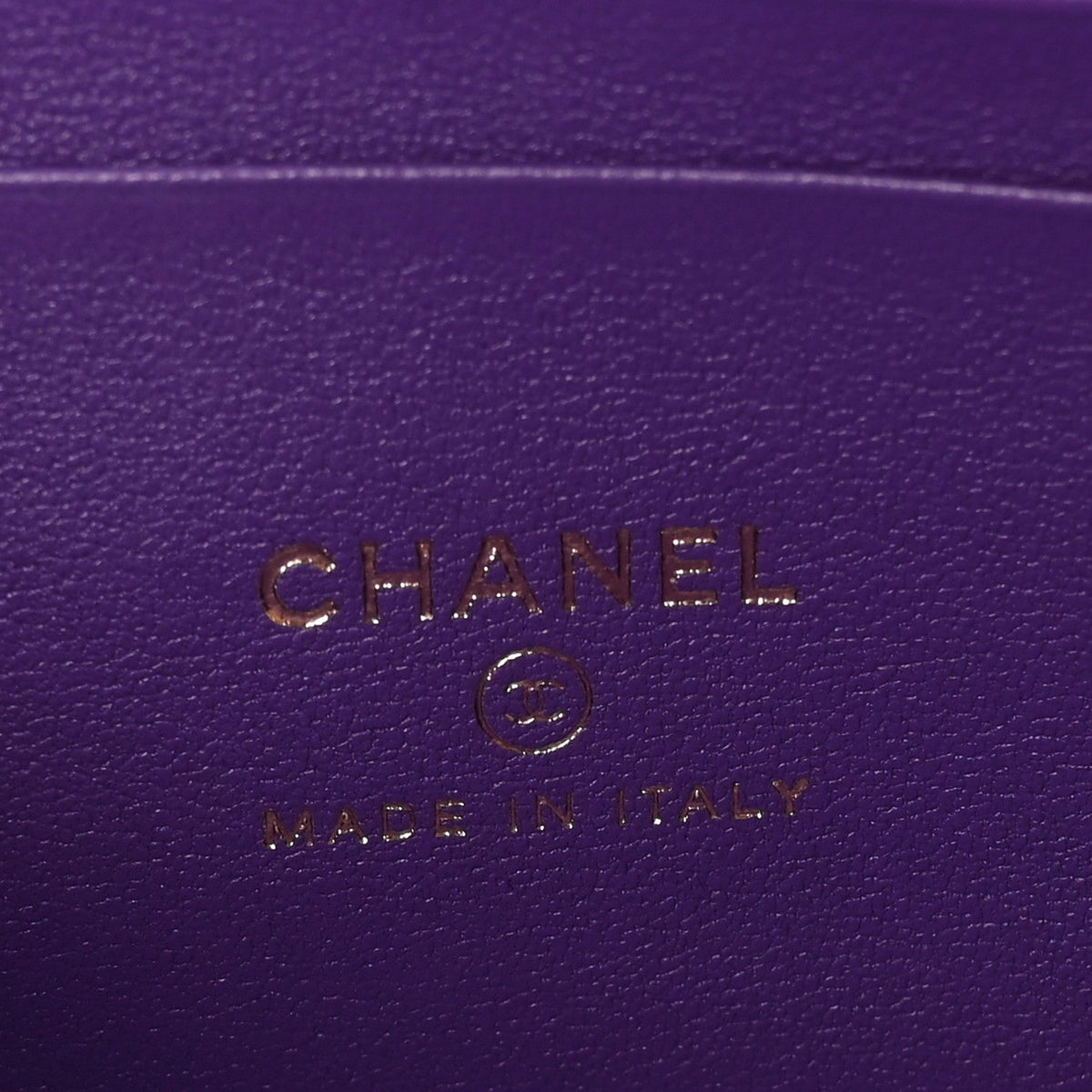 Lambskin Quilted Small Top Handle Vanity Case With Chain Purple