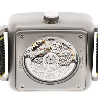 Stainless Steel Fabric 38mm Carre H Automatic Watch Gris Perle