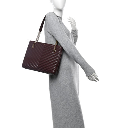 Grain de Poudre Matelasse Chevron Medium Tribeca Shopping Bag Rouge Legion