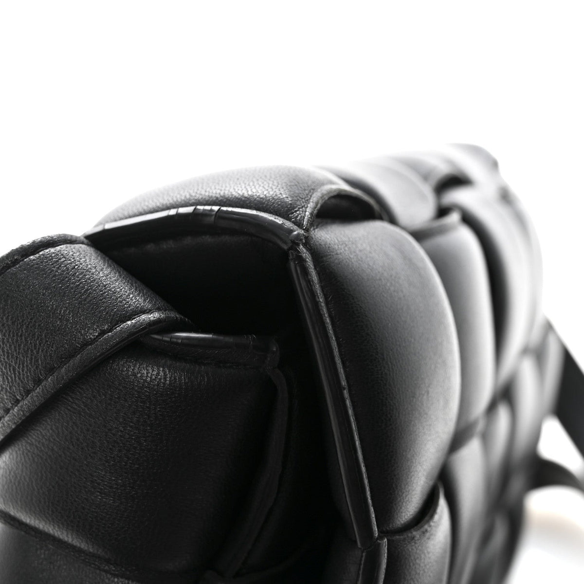 Nappa Maxi Intreccio Padded Cassette Crossbody Bag Black