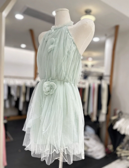Beauty Homecoming Dress Halter Flower Back to School Outfits Party Dress  D6579