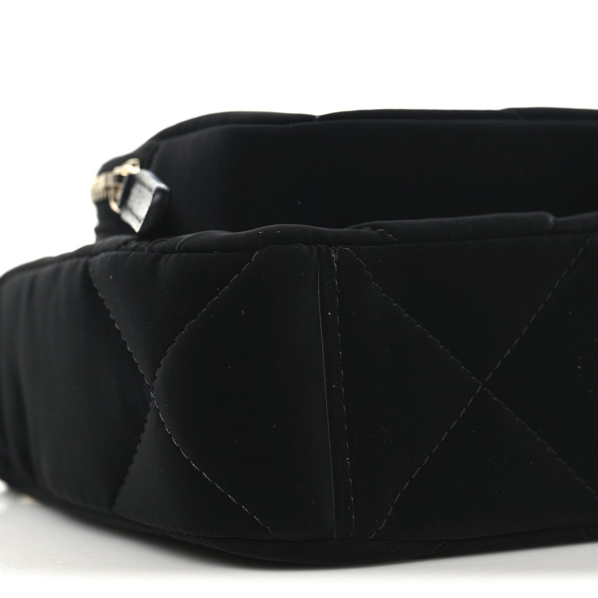 Velvet Effect Nylon Shiny Crumpled Calfskin Quilted Chanel 25 Clutch With Chain Black