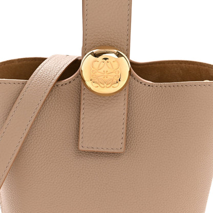 Soft Grained Calfskin Mini Pebble Bucket Bag Oak