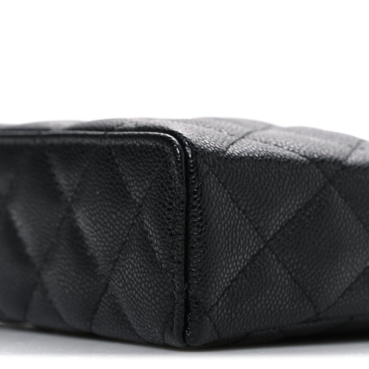 Caviar Quilted Top Handle Slim Vanity With Chain Black