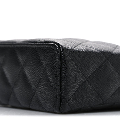 Caviar Quilted Top Handle Slim Vanity With Chain Black