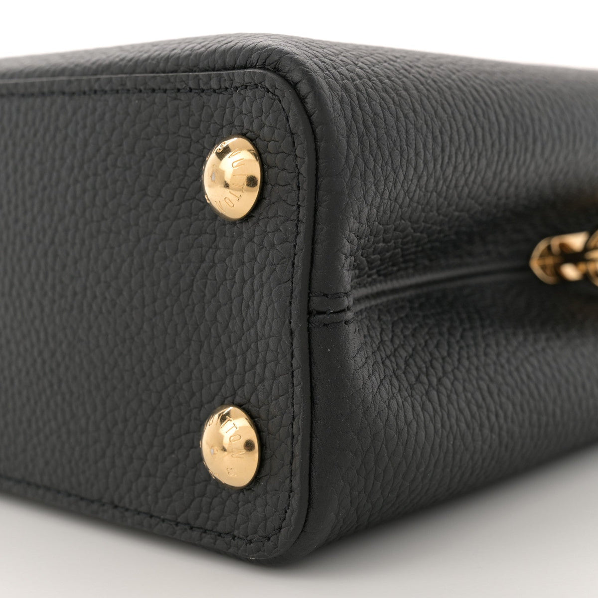 Taurillon Enamel Flower Padlock Chain Capucines BB Black