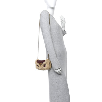 Azalea Calfskin Wool Matelasse Diagonal Super Mini GG Marmont Shoulder Bag Sand Desert