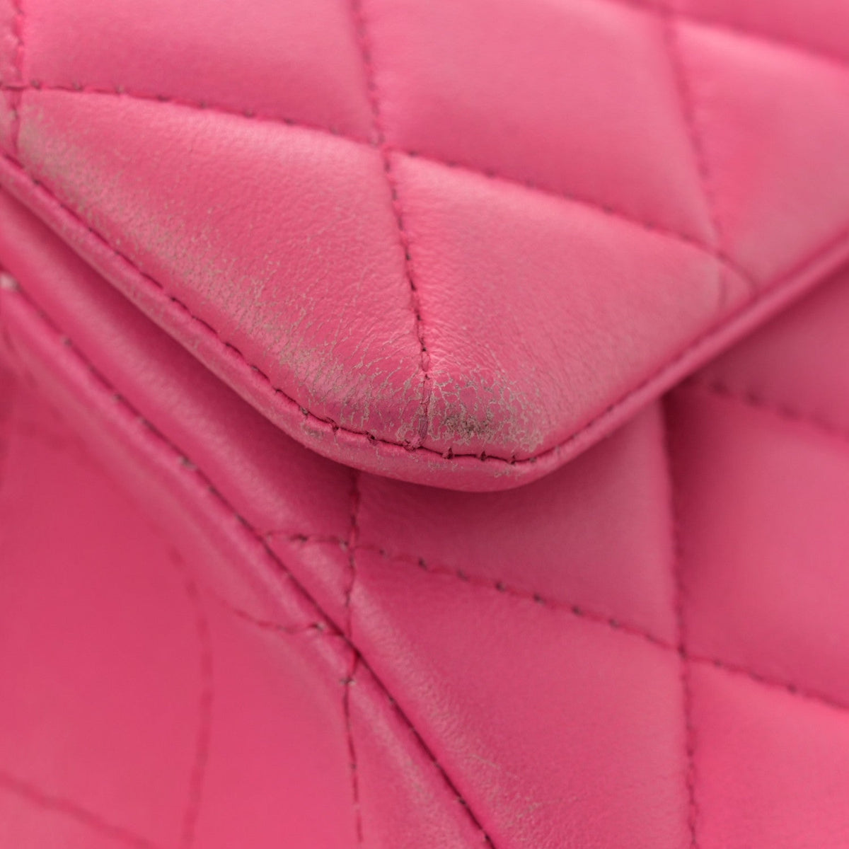Lambskin Quilted Mini Rectangular Flap Fuchsia