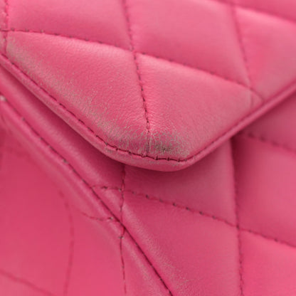 Lambskin Quilted Mini Rectangular Flap Fuchsia