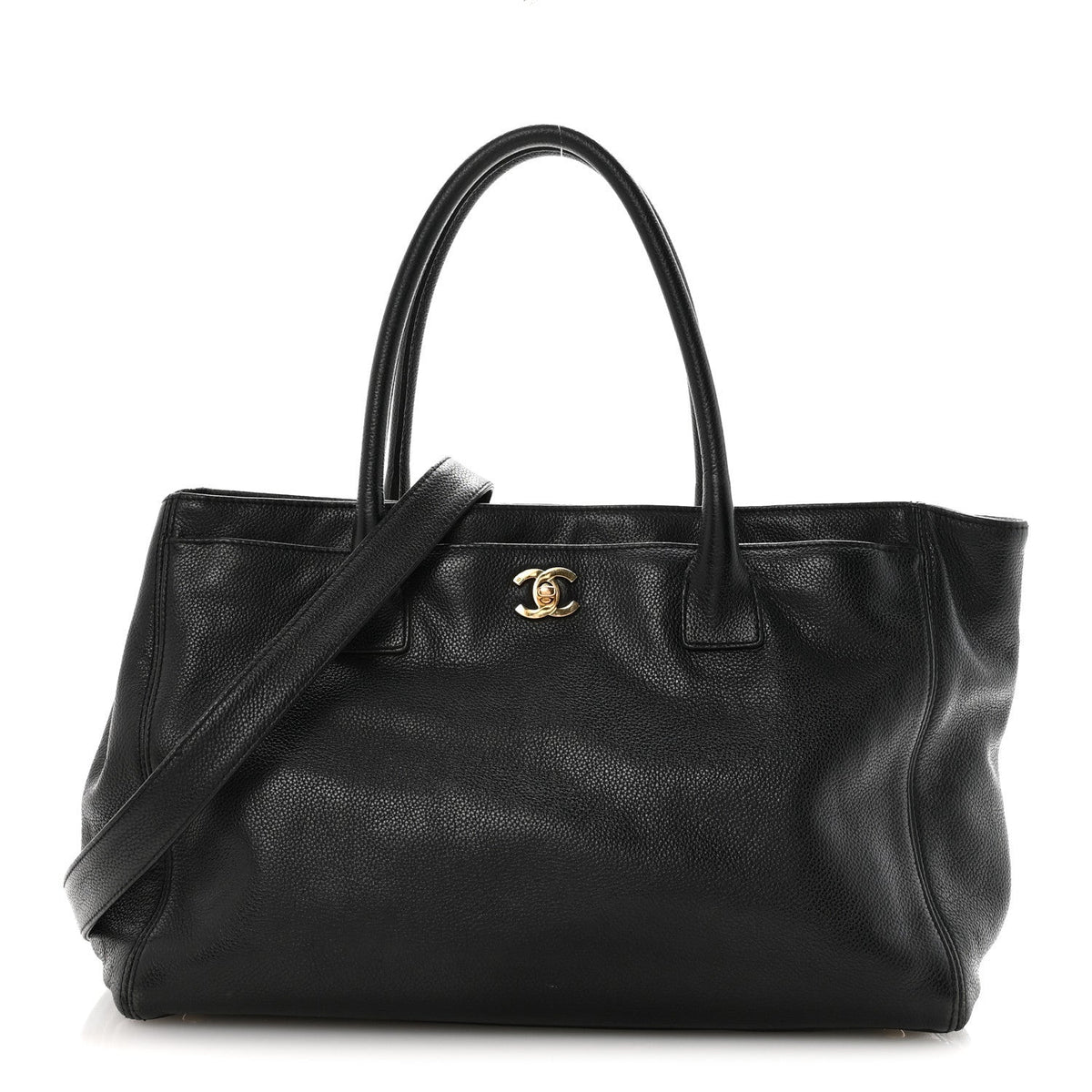 Calfskin Cerf Executive Shopper Tote Black