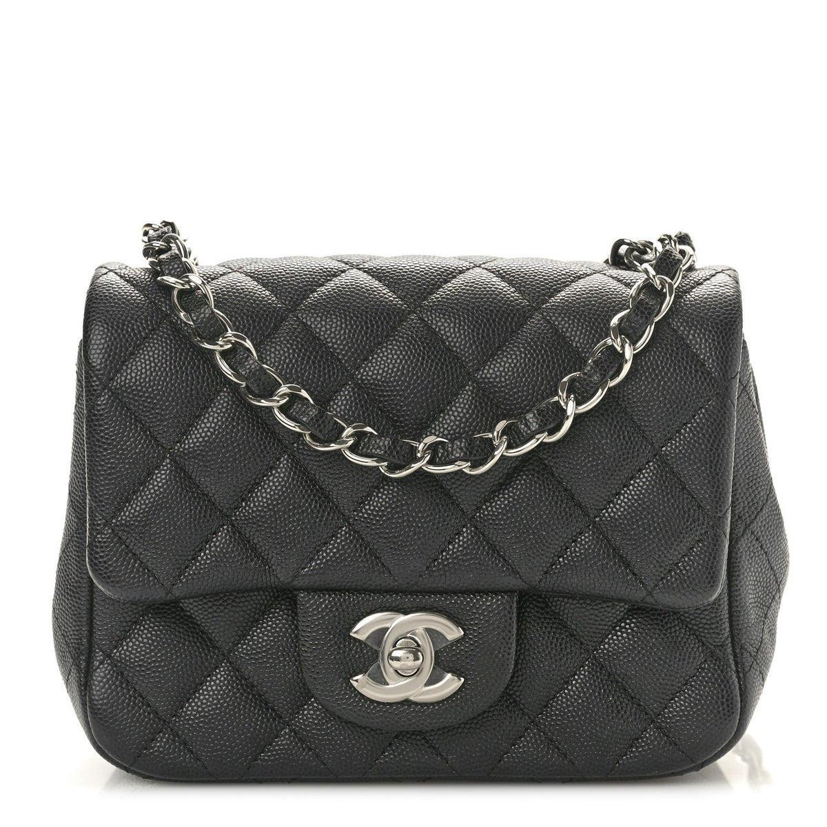 Caviar Quilted Mini Square Flap Black