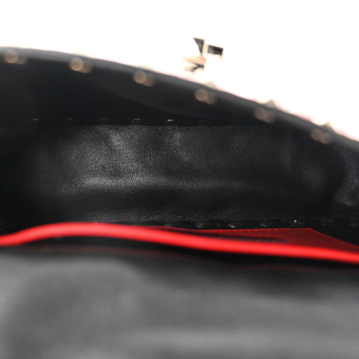 Metallic Wrinkled Lambskin Small Rockstud Spike Shoulder Bag Lipstick