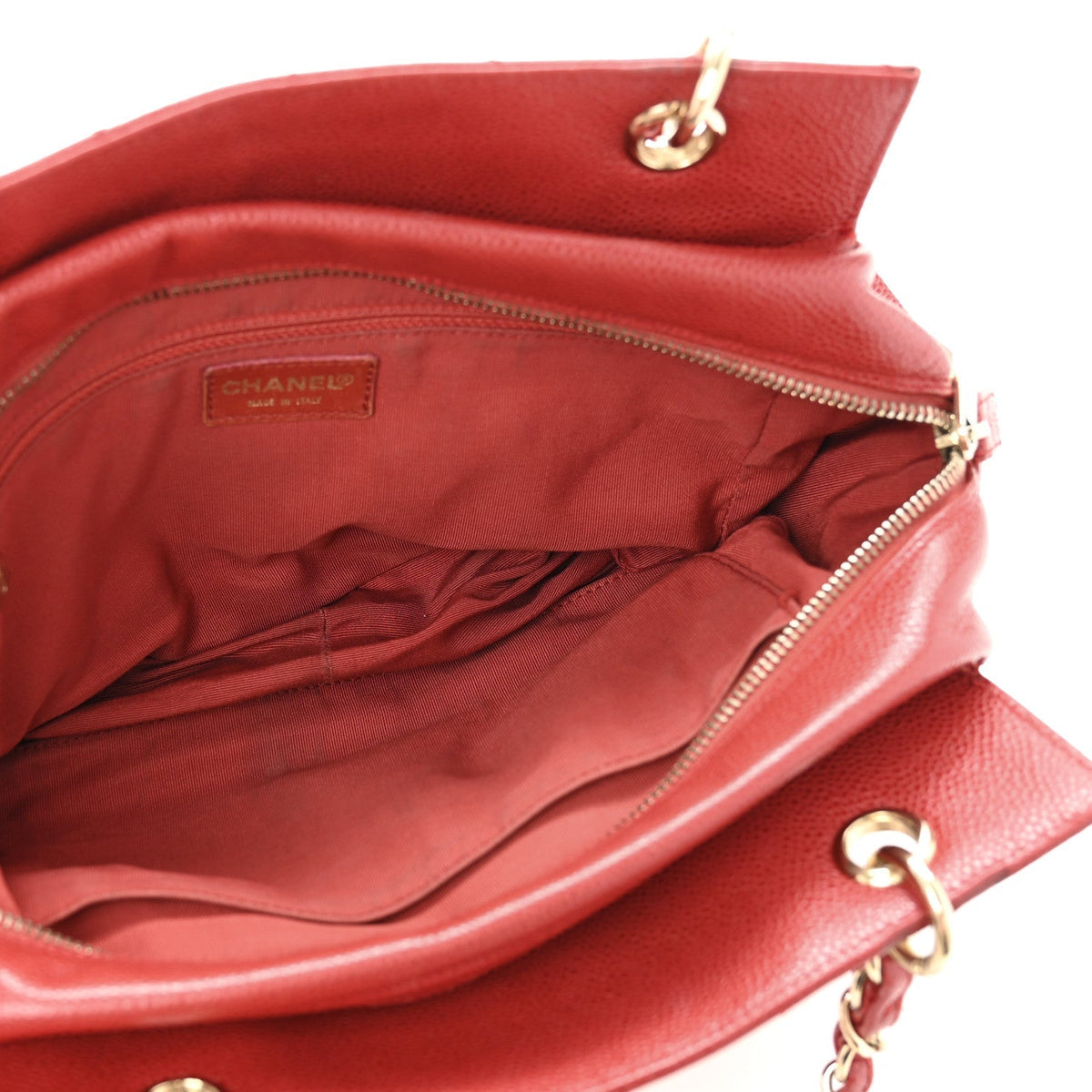 Caviar Quilted Petit Timeless Shopping Tote PTT Red