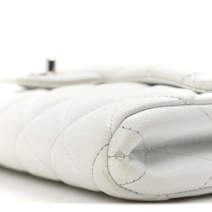 Caviar Quilted Clutch With Chain Flap White