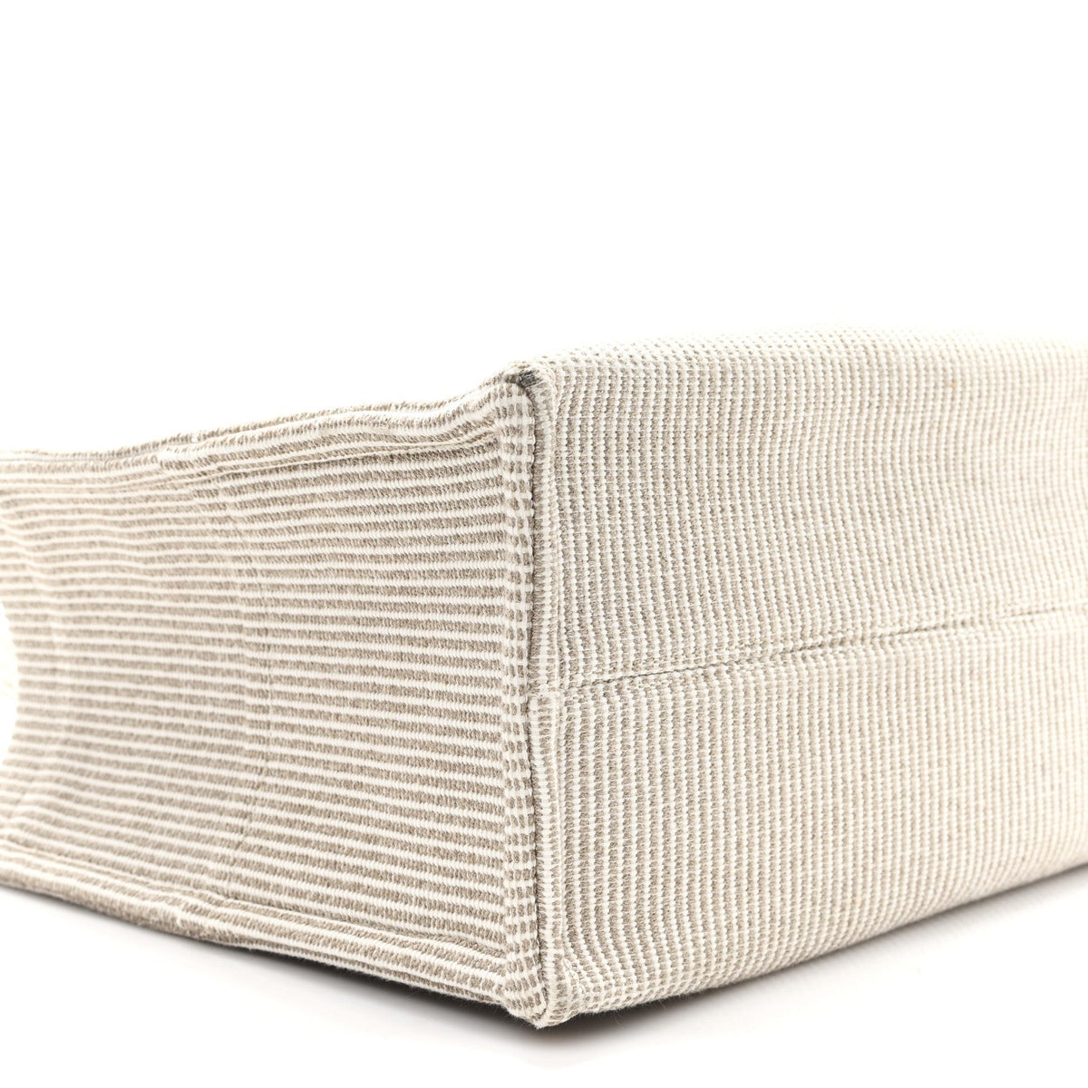 Canvas Calfskin Striped Triomphe Large Cabas Beige