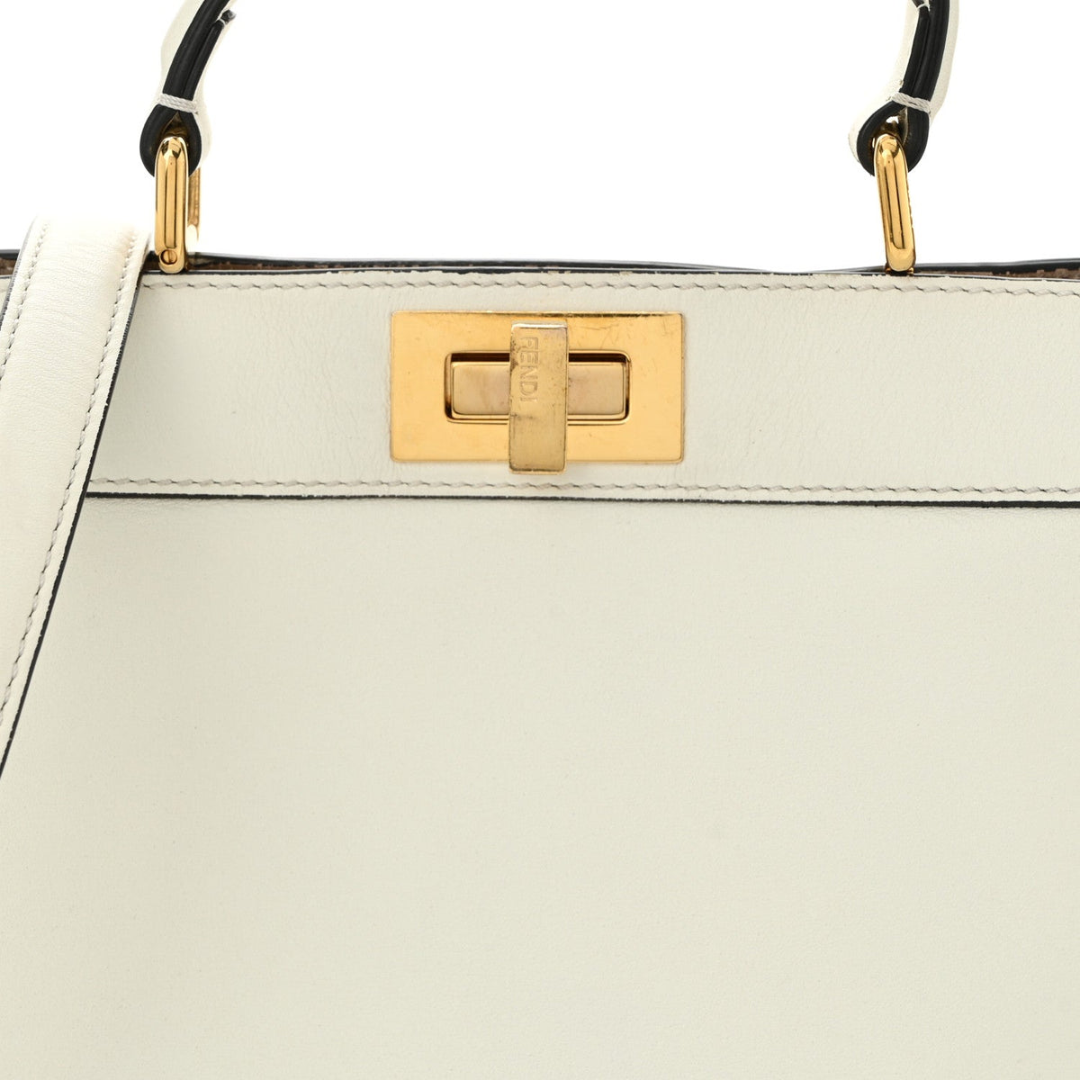 Vitello Seta Nappa Bi-Color Small Peekaboo I SEE U Satchel White Ice Light Rose Tortora
