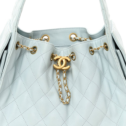 Caviar Quilted Small Chanel 25 Handbag Light Blue