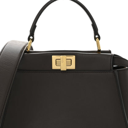 Vitello Seta Suede FF Mini Peekaboo Iconic Satchel Chocolate Sigaro Marrone