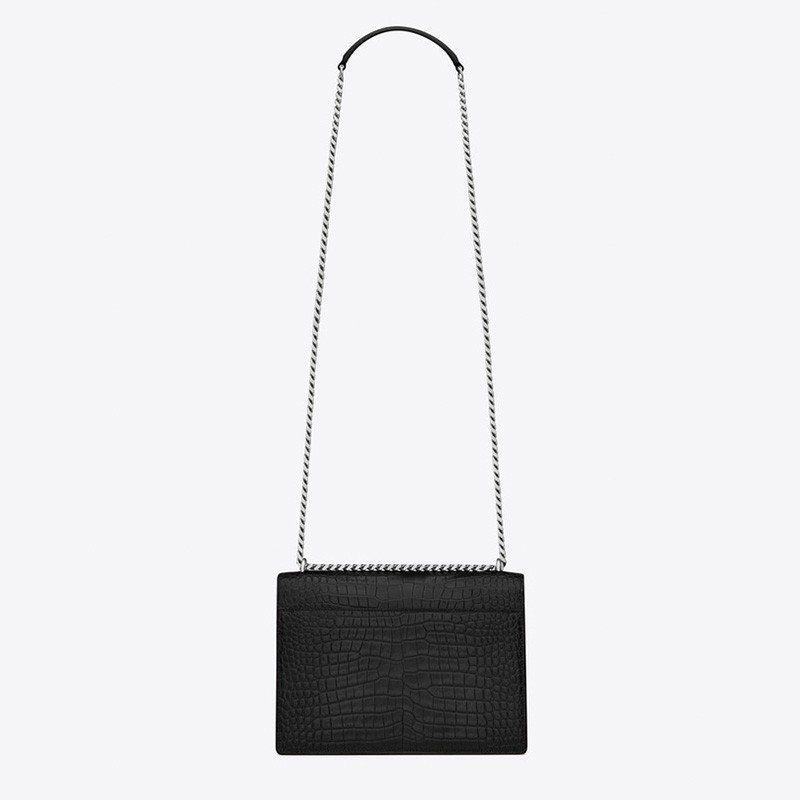 Saint Laurent Sunset Medium In Crocodile Embossed Shiny Leather