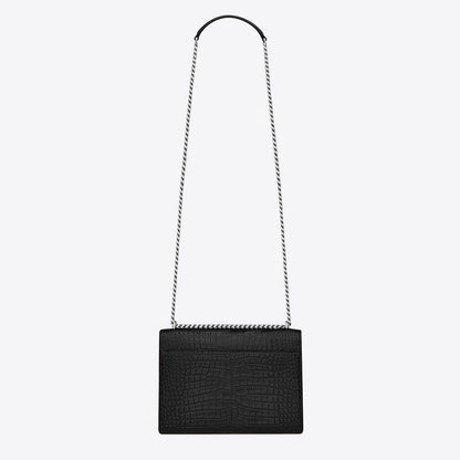 Saint Laurent Sunset Medium In Crocodile Embossed Shiny Leather