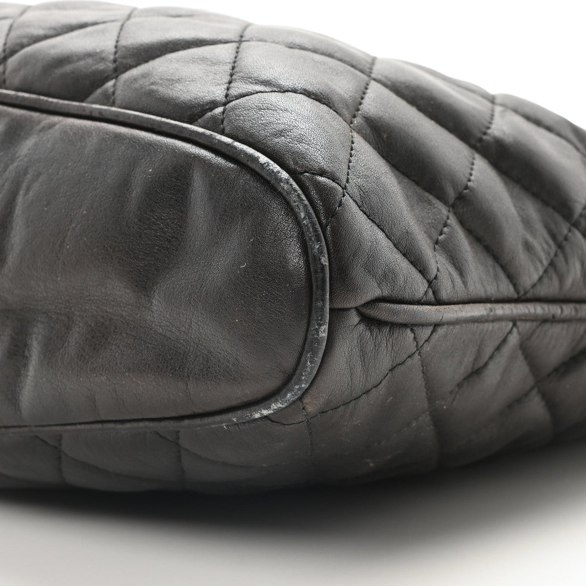 Calfskin Quilted CC Shopping Tote Black