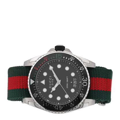 Stainless Steel Nylon 45mm Dive Quartz Watch Black