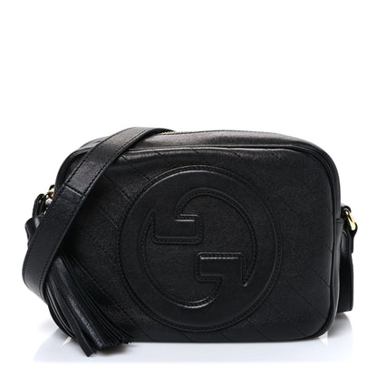 Sakai Be Green Calfskin Diagonal Stitched Small Blondie Shoulder Bag Black
