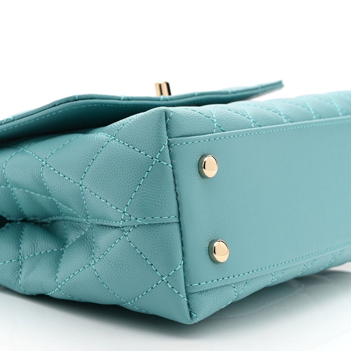 Caviar Quilted Mini Coco Handle Flap Turquoise