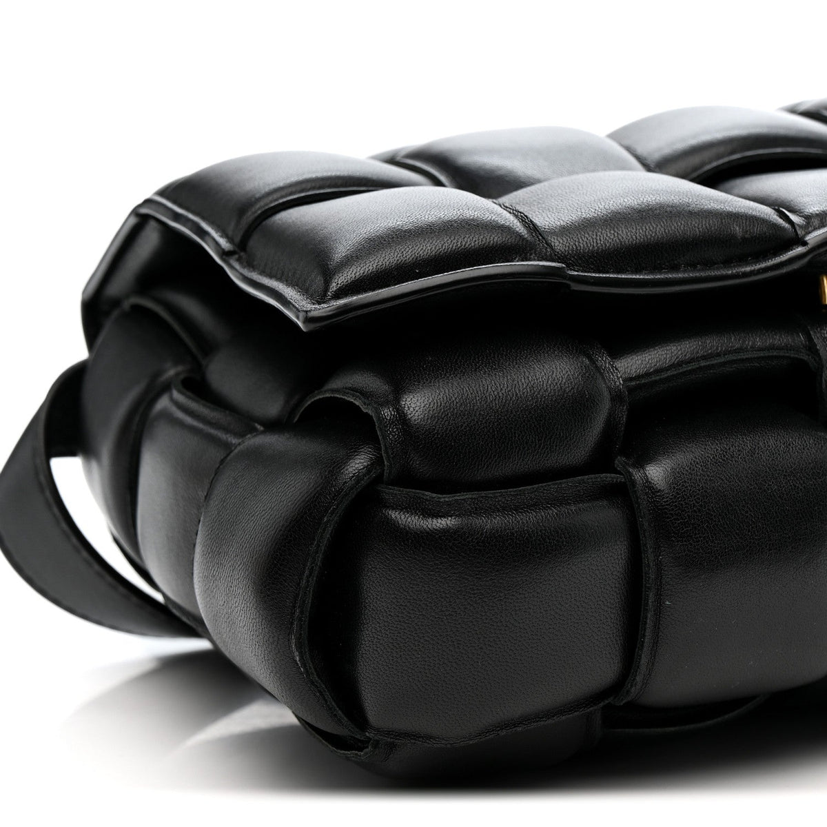 Nappa Maxi Intreccio Padded Cassette Crossbody Bag Black