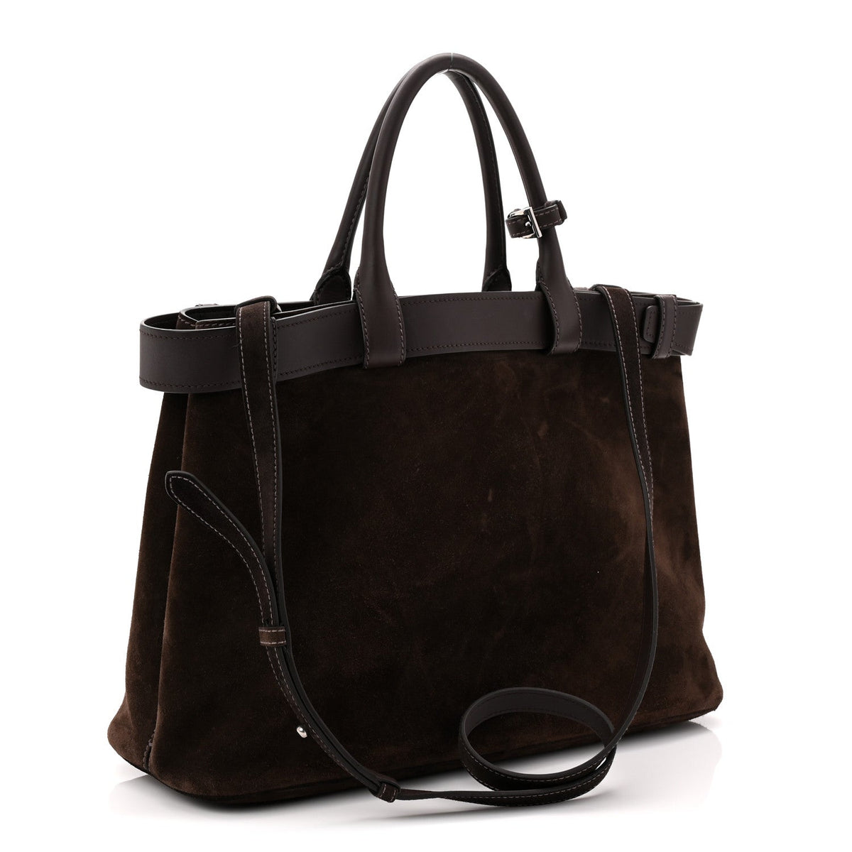 Scamosciato Large Buckle Bag With Belt Ebano