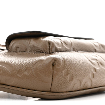 Piuma Calfskin Jumbo GG Embossed Pocket Belt Bag Good Taupe