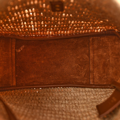 Raffia Calfskin Le 5 A 7 Small Hobo Natural Brick