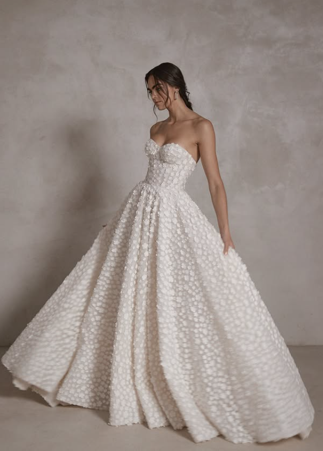 Stunning A Line Sweetheart Neck 3D Flower Tulle Long Wedding Dress SH6038