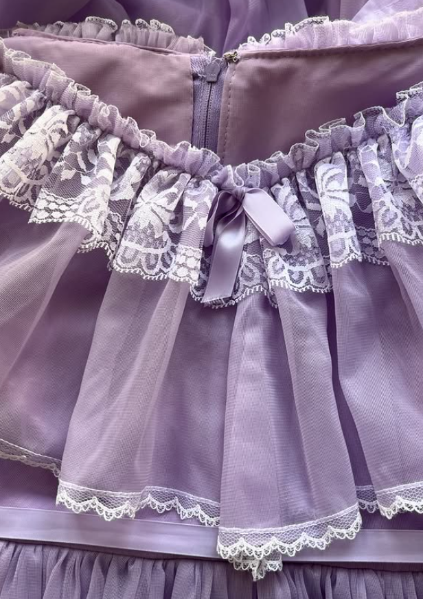 Vintage A Line Off the Shoulder Lilac Tulle Prom Dress Evening Dress Date Dress SH5633