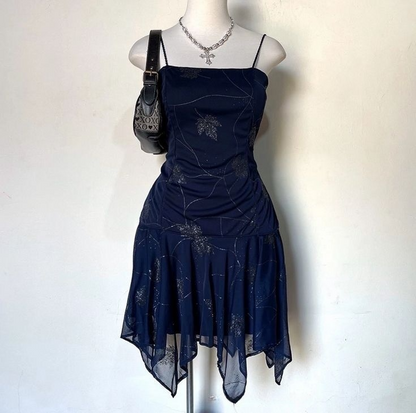 Navy Blue Straps A-Line Chiffon Short Party Dresses Homecoming Dresses Short Prom Dress, D1222