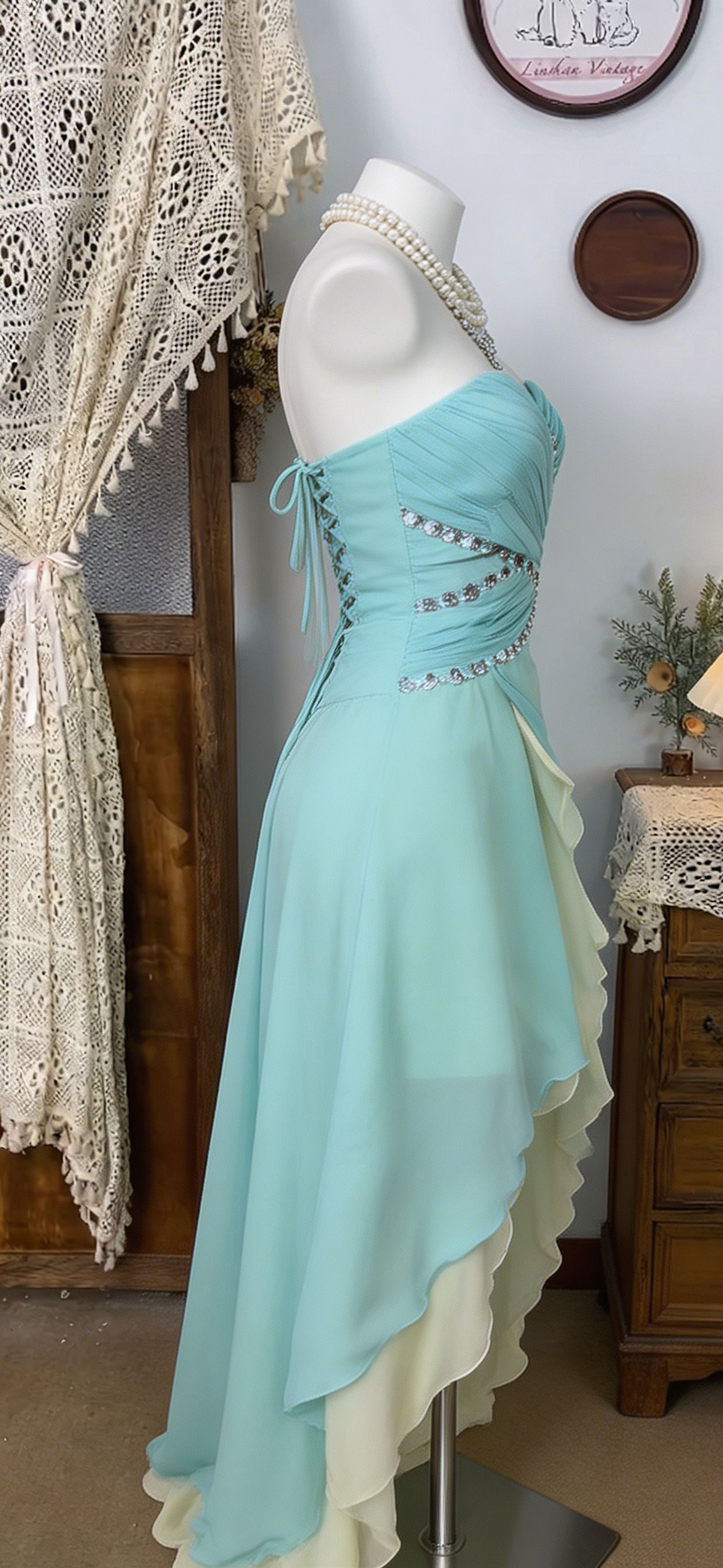 Beauty Homecoming Dress Sweetheart Rinestone Hi-Lo Back to School Outfits Party Dress  D6504