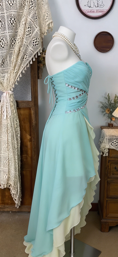 Beauty Homecoming Dress Sweetheart Rinestone Hi-Lo Back to School Outfits Party Dress  D6504