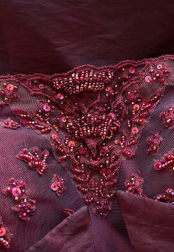 Vintage Burgundy Mermaid Strapless Beaded Satin Prom Dress Evening Dress Date Dress SH5639